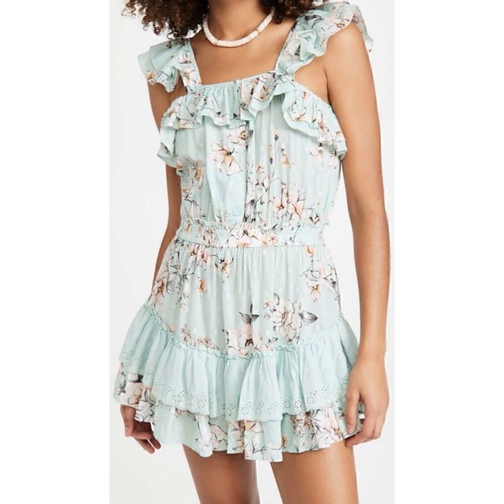 PilyQ Swim Cate Floral Print Ruffle Mini Dress In Posies - Picture 2 of 11